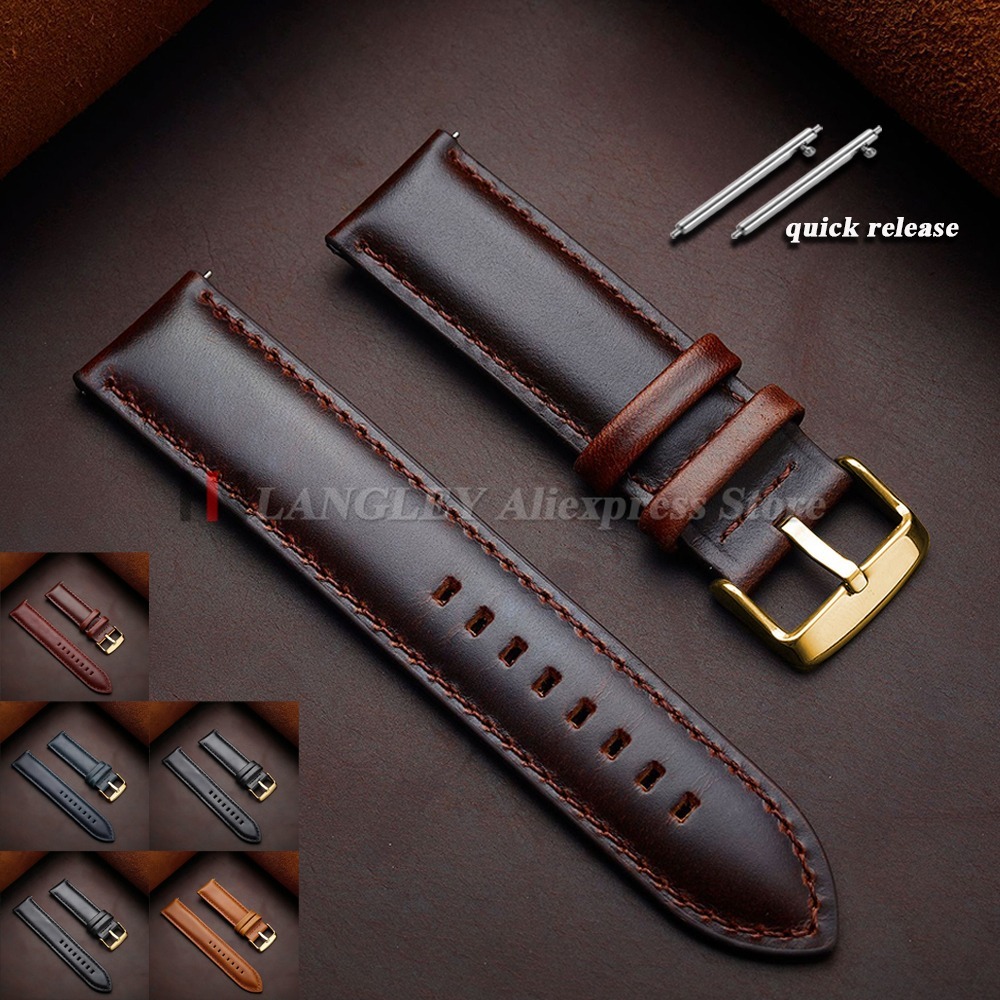 Leather Strap Quick Release - Vintage Genuine Cowhide Watch Band Straps