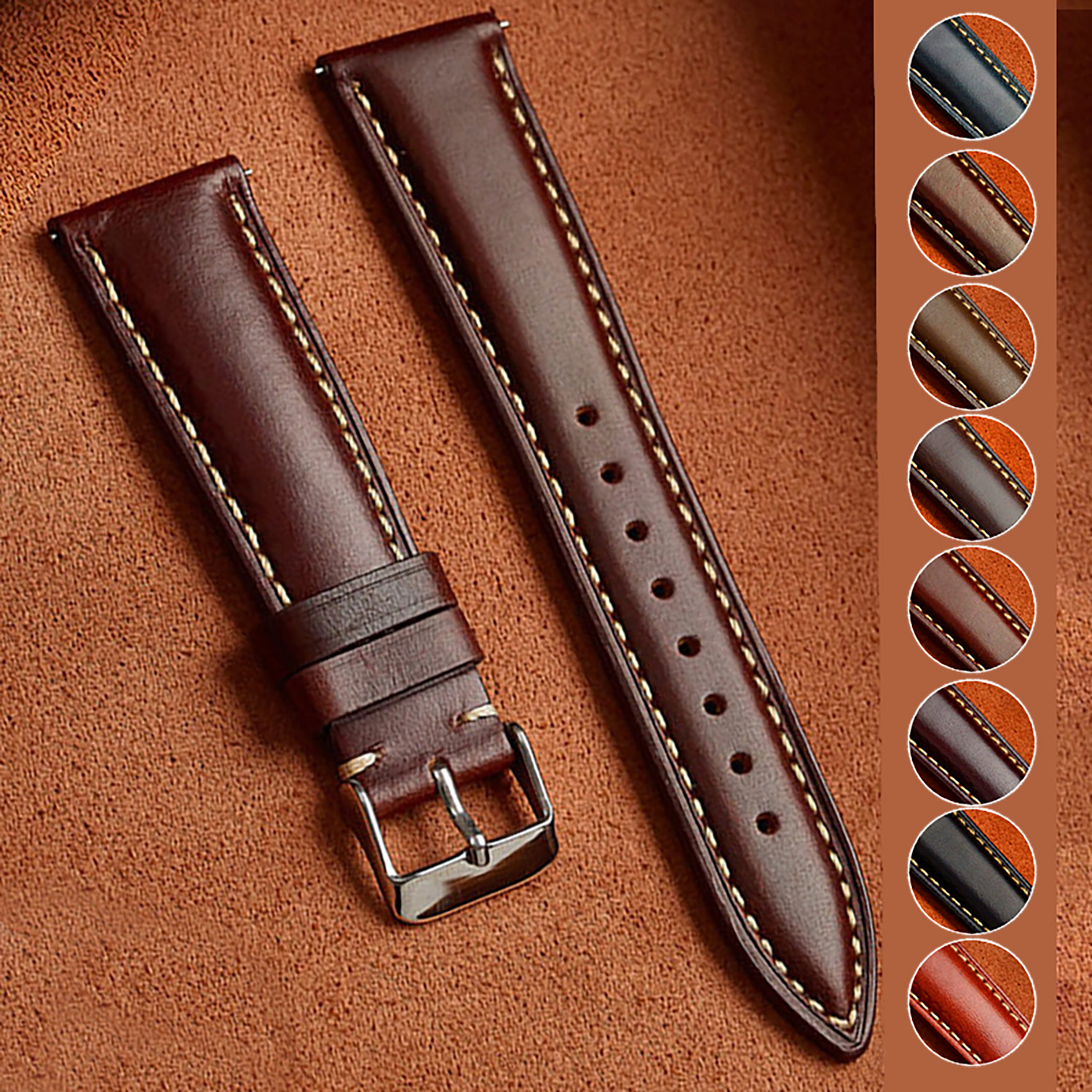 Leather Strap Quick Release - Wax Genuine Leather Men Women Watch