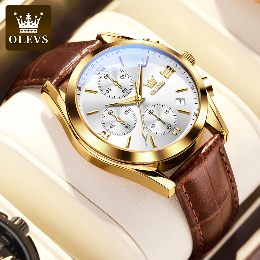 OLEVS 2872 Chronograph Men's W – Leather Watch Band Men Bewertung und Preis