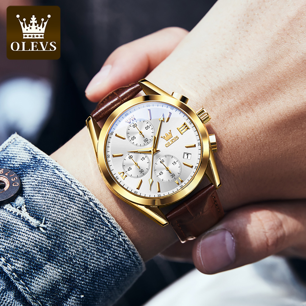 OLEVS 2872 Chronograph Men's W – Leather Watch Band Men Bewertung und Preis