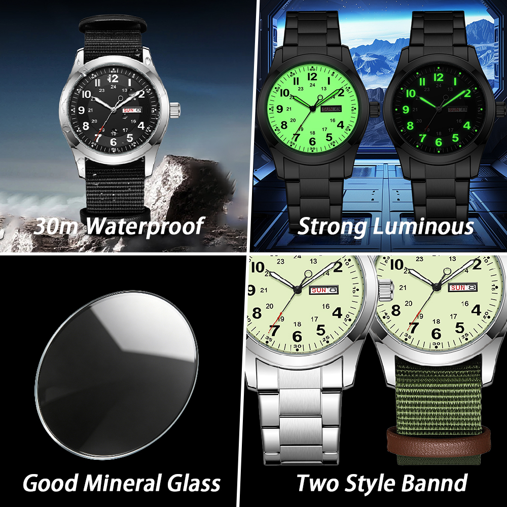 2026 Men's 42mm Watch Glow in  – Canvas Strap Watch Bewertung und Preis