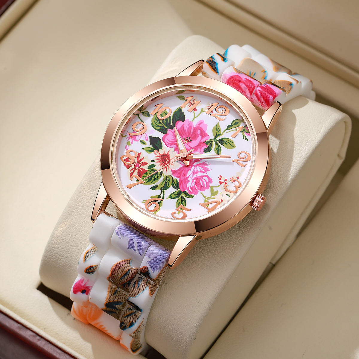 Fashion Flowers Printed Women  – Silicone Band Women Bewertung und Preis
